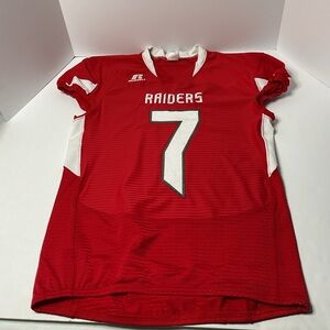 Russell Athletic Raiders #7 Football Jersey Mens Large Red Team Game Jersey NWT